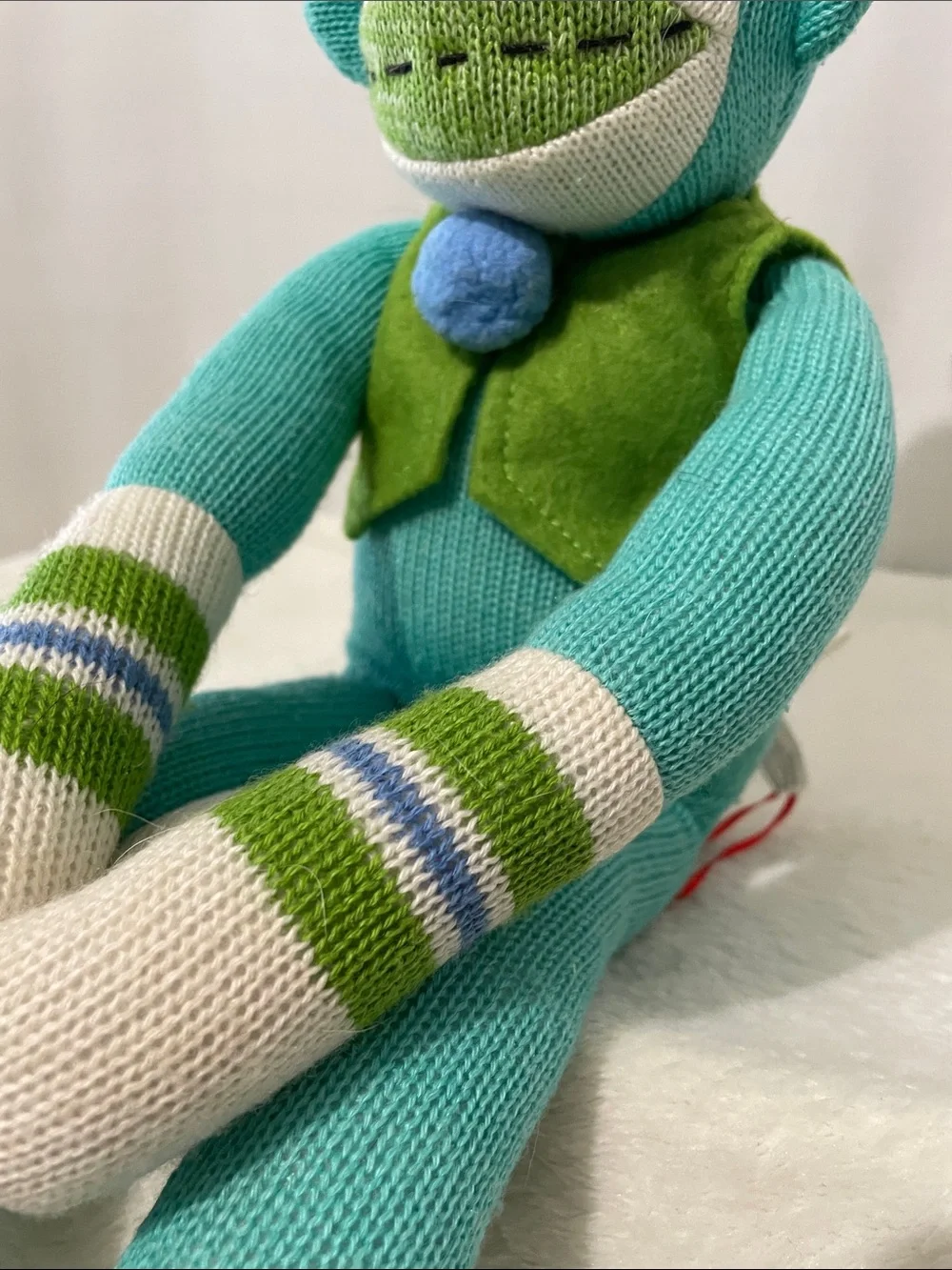Midwest•CBK  Teal & Green Knit Sock Monkey Plush 22” tall